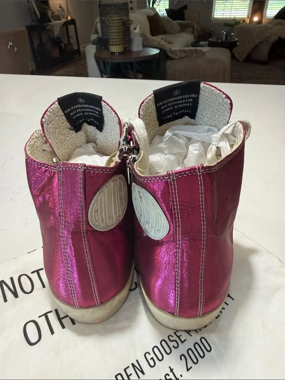 Golden Goose Francy Metallic Fuchsia High-Top Sneakers Sz. 8 w/ Dustbag